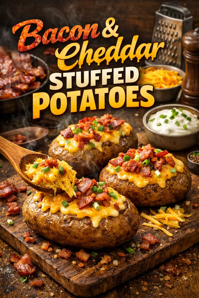 Bacon And Cheddar Stuffed Potatoes