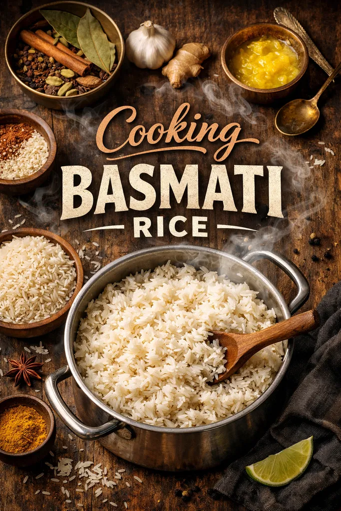 Cooking Basmati Rice Ingredients Displayed