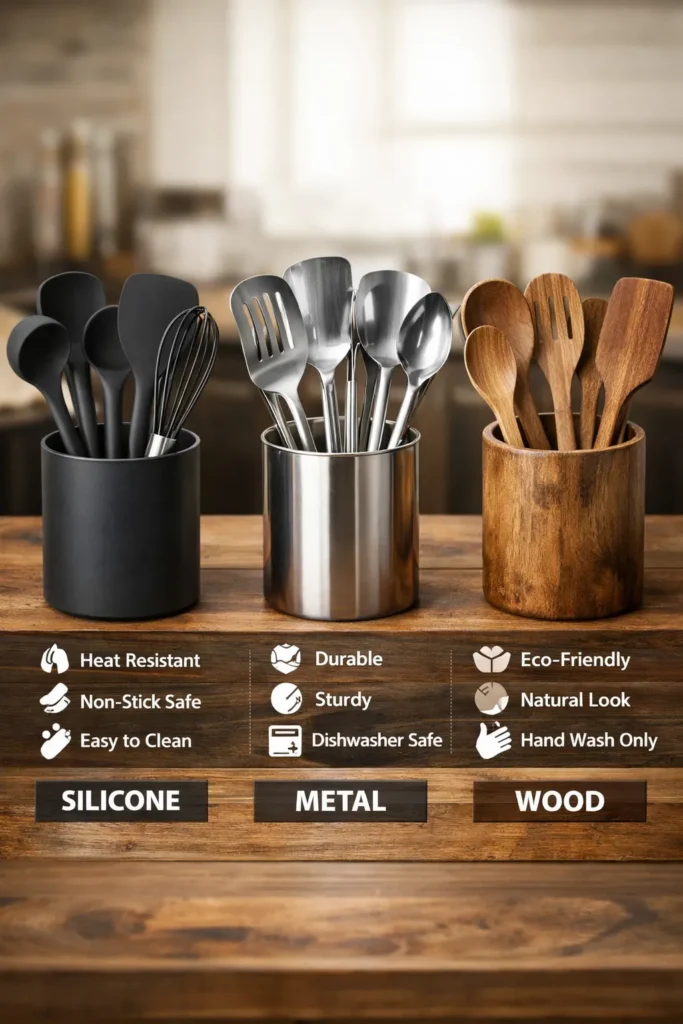 Heres A Quick Comparison Of Silicone Vs Metal Vs Wooden Utensils