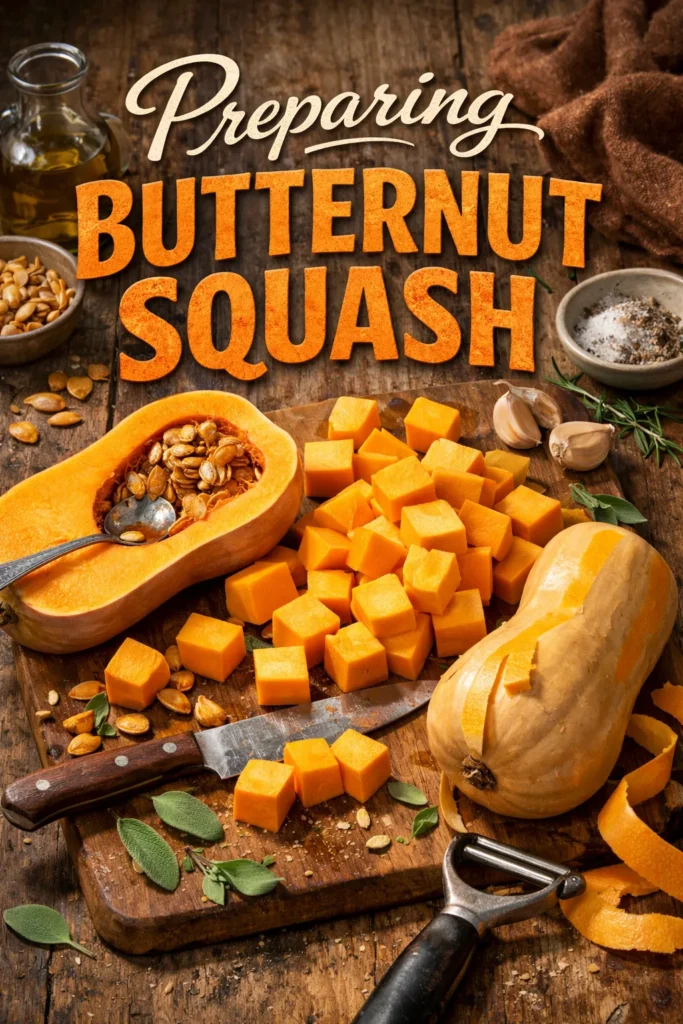 Preparing Butternut Squash On A Rustic Board 2 How to Cook Butternut Squash