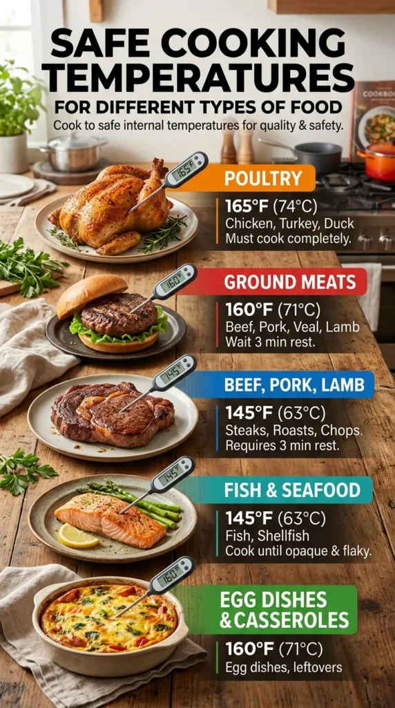 Safe Cooking Temperatures For The Different Types Of Food