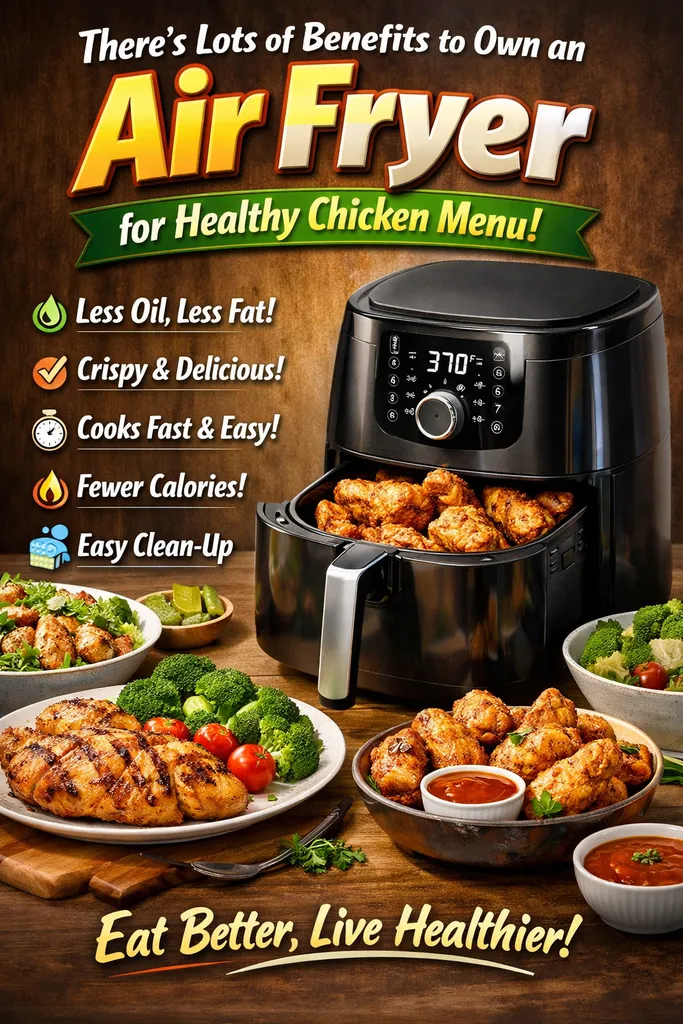 Typography Hyper Realistic Image Create 34 Size Cooking Chicken Breast in an Air Fryer