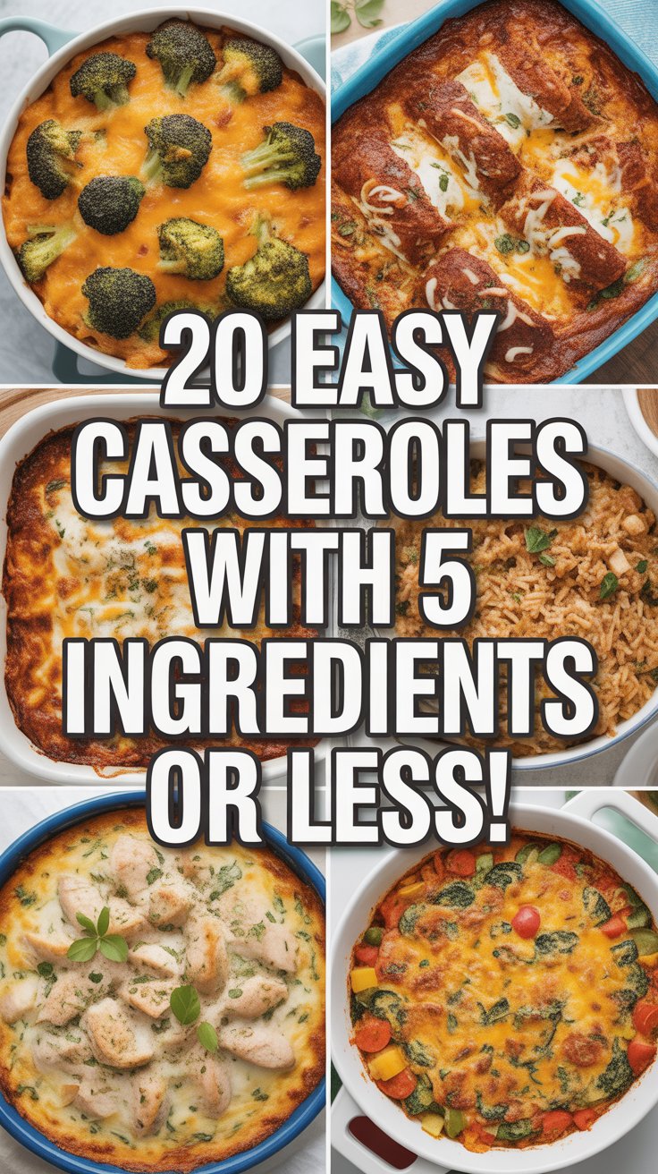 20 EASY Casseroles with 5 Ingredients or Less!