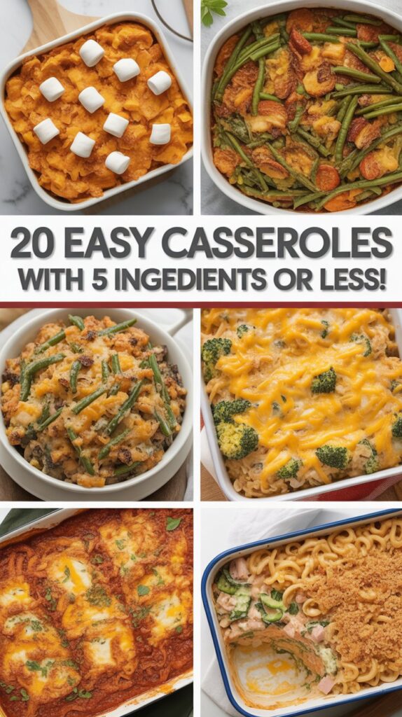20 EASY Casseroles with 5 Ingredients or Less!