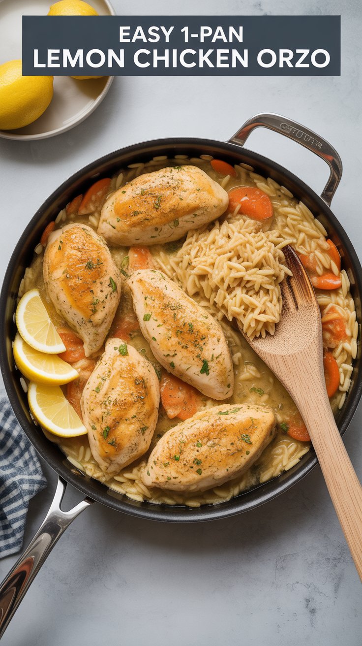 Easy 1-Pan Lemon Chicken Orzo