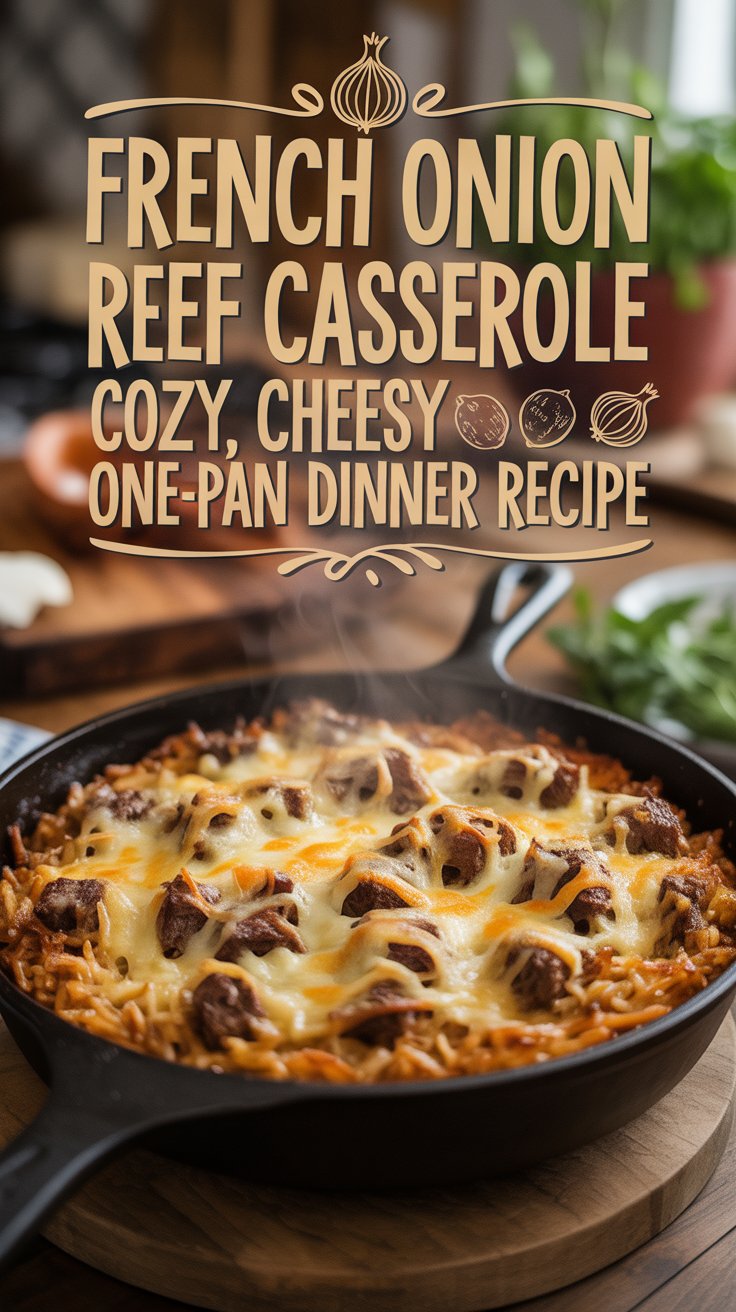 French Onion Beef Rice Casserole Cozy, Cheesy One-pan Dinner Recipe