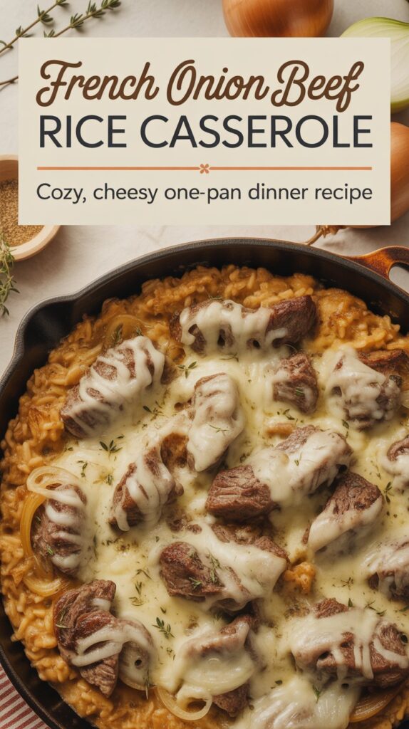 French Onion Beef Rice Casserole Cozy, Cheesy One-pan Dinner Recipe