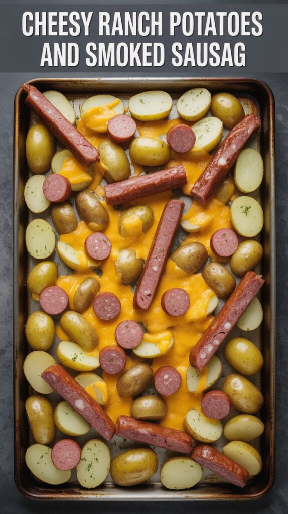 Cheesy Ranch Potatoes And Smoked Sausage