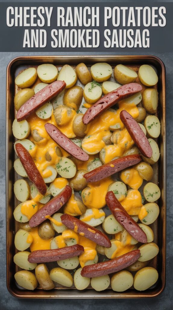 Cheesy Ranch Potatoes And Smoked Sausage