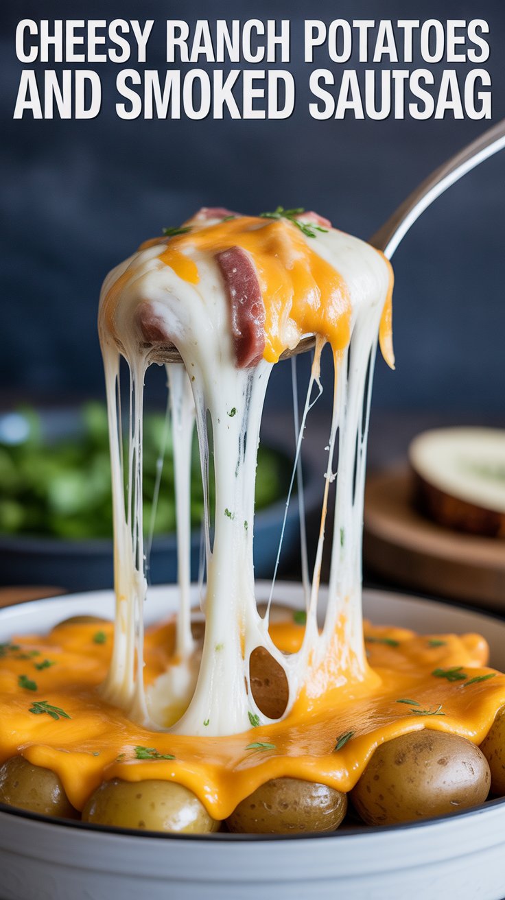 Cheesy Ranch Potatoes And Smoked Sausage