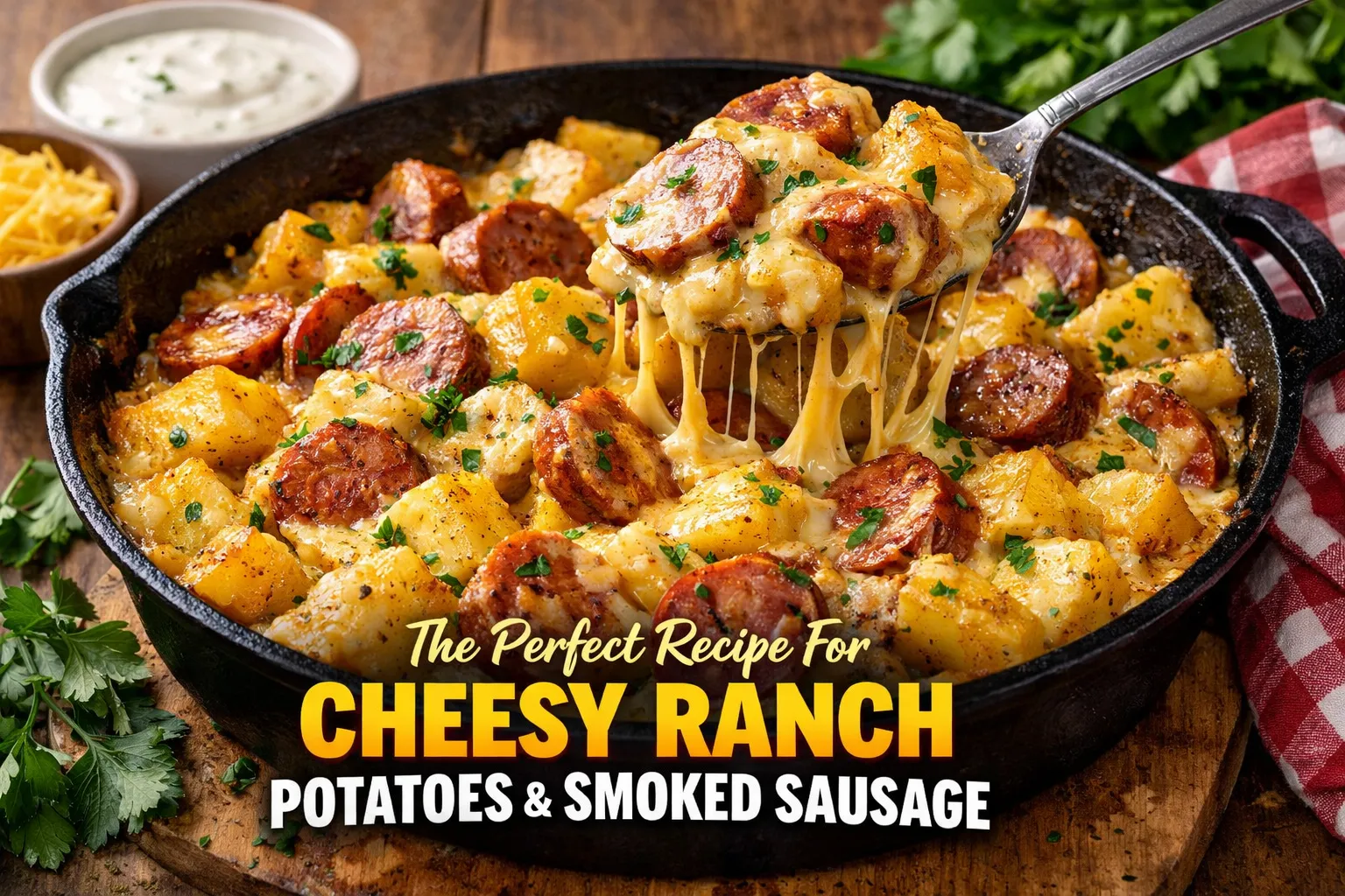 Cheesy Ranch Potatoes And Smoked Sausage