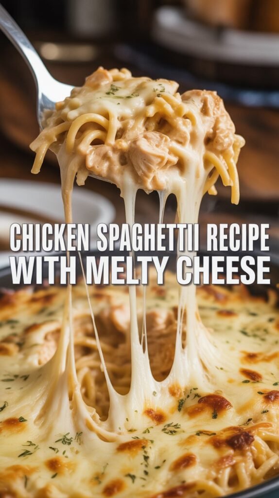 Chicken Spaghetti Recipe With Melty Cheese