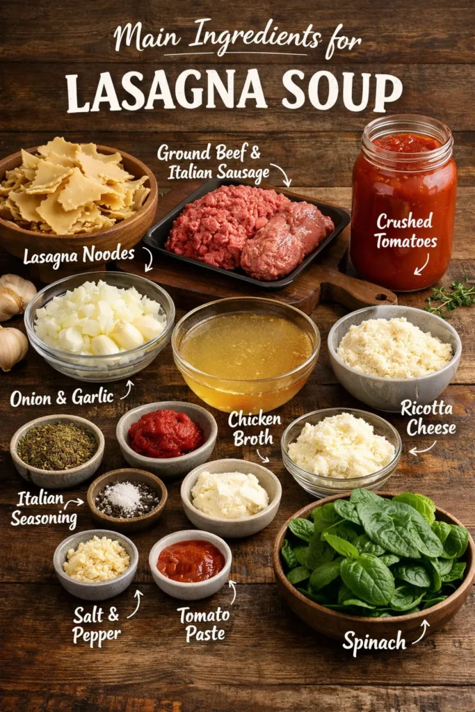 Main Ingredients For Lasagna Soup Lasagna Soup One Pot