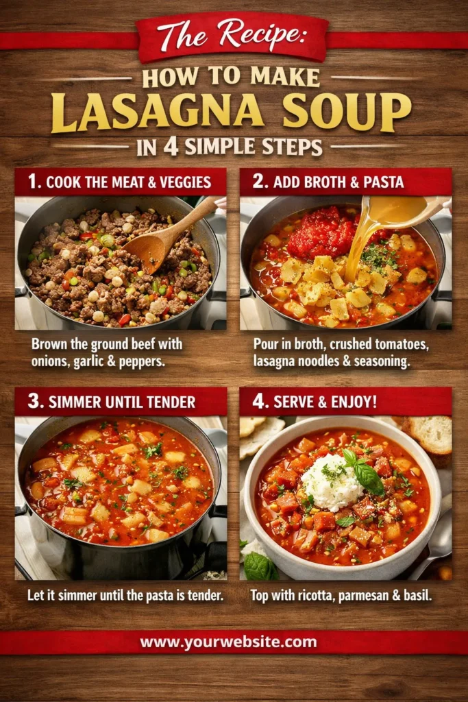 The Recipe How To Make Lasagna Soup In 4 Simple Steps Lasagna Soup One Pot