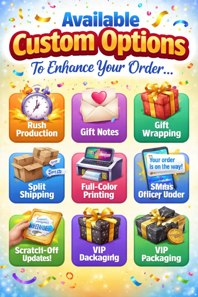 Available Custom Options To Enhance Your Order