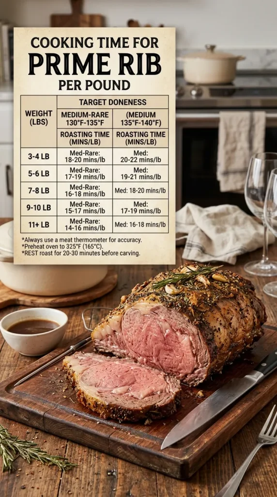 Chart For Cooking Time For Prime Rib Per Pound