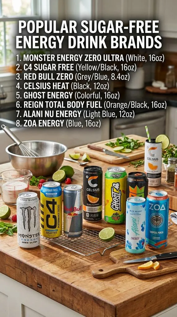 List Of Popular Sugar Free Energy Drink Brands Best Sugar Free Energy Drinks
